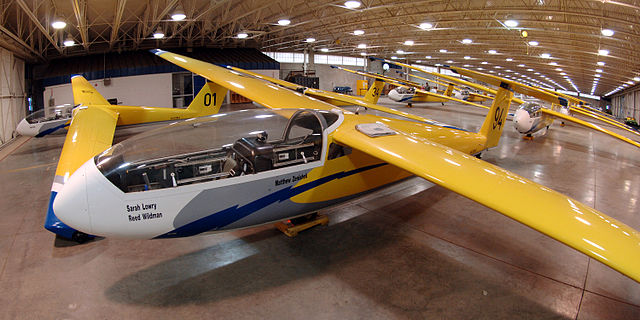 Glider in hangar