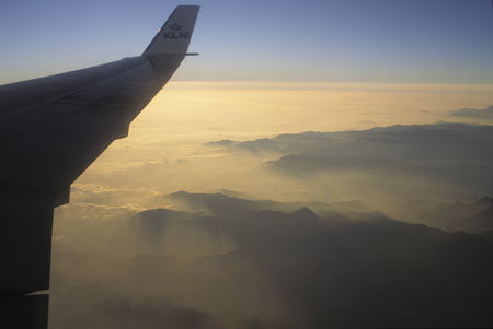 View from within a commercial airliner